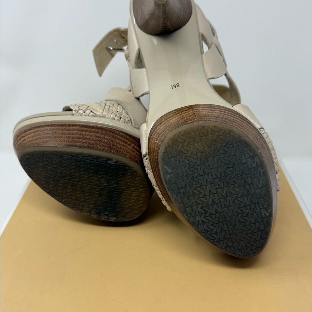 Michael Kors Strappy Platform Heels Beige Open Toe High Heel Sandals - Picture 11 of 12